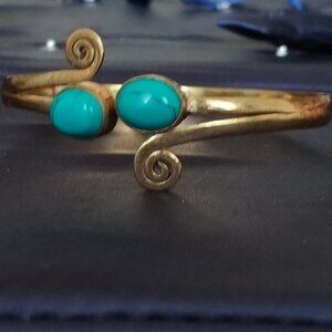 New Native American Turquoise Bronze 8" Bangle Bracelet